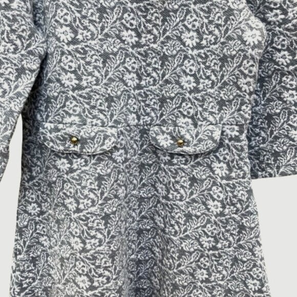 Janie and Jack Girl's Lovely Dress, Jacquard Floral Gray/White, LS, Bow, sz 10 - Picture 5 of 7
